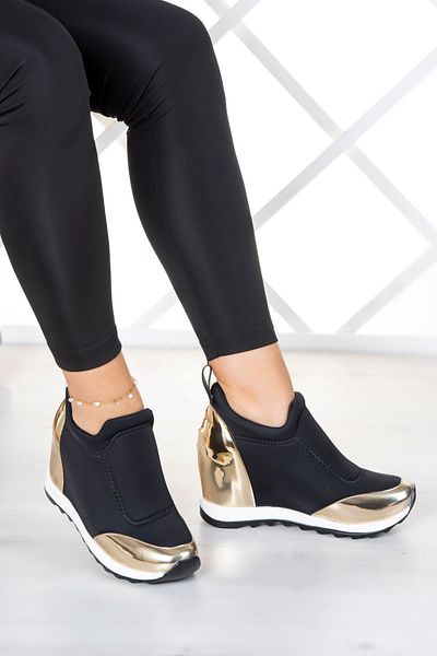 Erkan Saçmacı Pantofi sport elastici Anastasia Gold Hidden Wedge