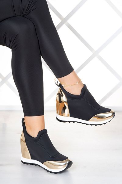 Erkan Saçmacı Pantofi sport elastici Anastasia Gold Hidden Wedge
