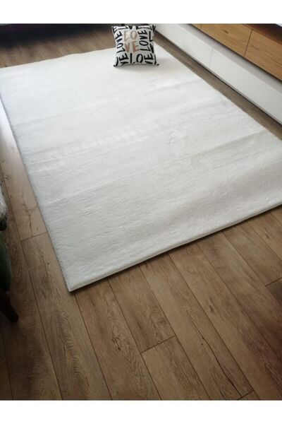 Kardesler Sarar Peluş Halı Post Halı Beyaz Renk