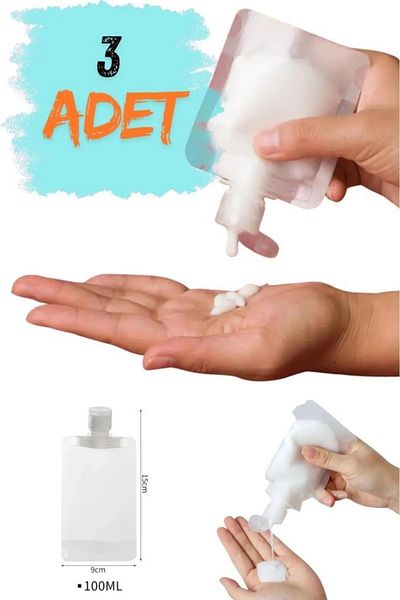 safestore 100ml Cream Shampoo Container - 3 Pieces Reusable Set