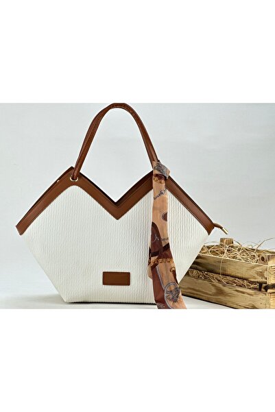 KOÇAK ÇANTA Γυναικεία τσάντα ώμου με ψάθινο φερμουάρ και λεπτομέρεια κασκόλ