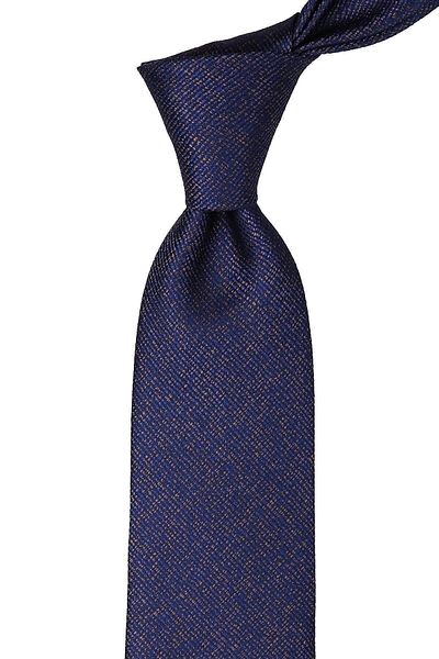Kravatkolik Navy Blue Sand Pattern Classic Tie with Handkerchief Kk9788