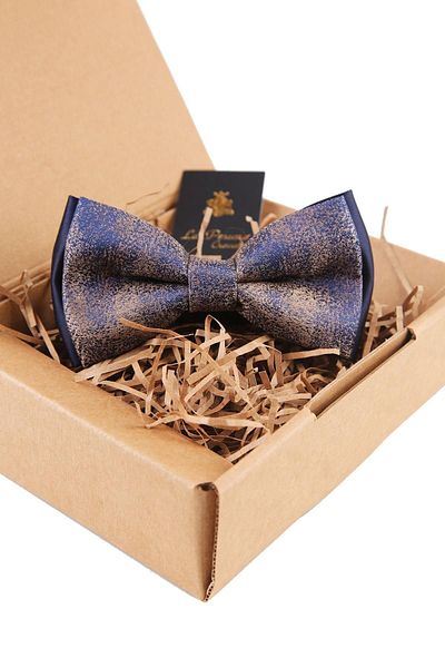 Kravatkolik Men's Beige Self Pattern Bow Tie P1448