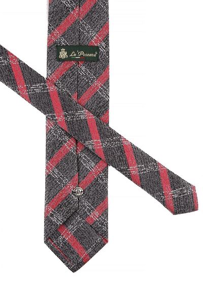 Kravatkolik Smoked Plaid Pattern Classic Tie with Handkerchief Kk10757