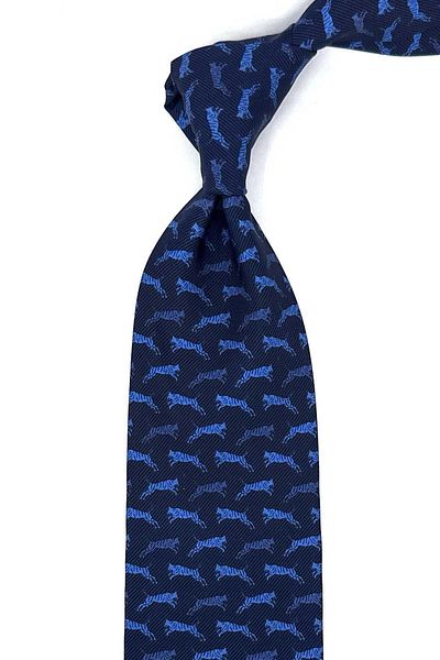 Kravatkolik Ruby Style Navy Blue Motif Pattern Italian Silk Tie İK1494