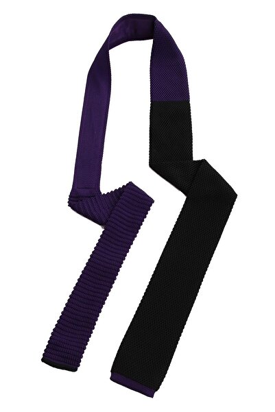 La Pescara Men's Black - Purple Plain Knitted Tie Knitted 8277 KRVT8690002221429