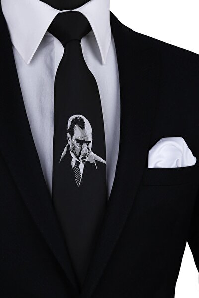 La Pescara Мъжка черна вратовръзка Ататюрк TR56