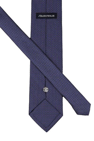 Kravatkolik Navy Blue Dot Pattern Classic Tie with Handkerchief Kk9382