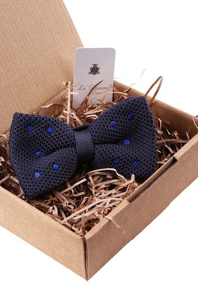 Kravatkolik Men's Smoked Polka Dot Pattern Knitted Bow Tie KIR131