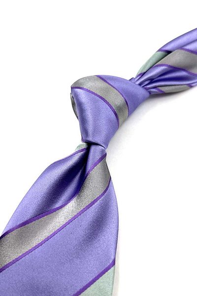 Kravatkolik Italian Silk Tie - Lilac Line Pattern, Ik1633