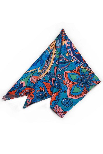 La Pescara Multicolored Shawl Pattern Scarf Bandana 55-55cm KDNF21