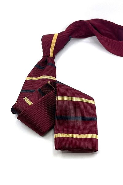 Kravatkolik Burgundy Line Pattern Knitted Tie Knitted 8331