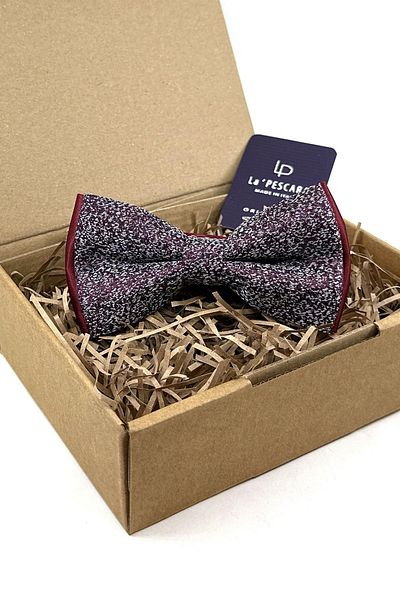 Kravatkolik Claret Red - White Sand Pattern Bow Tie P1752