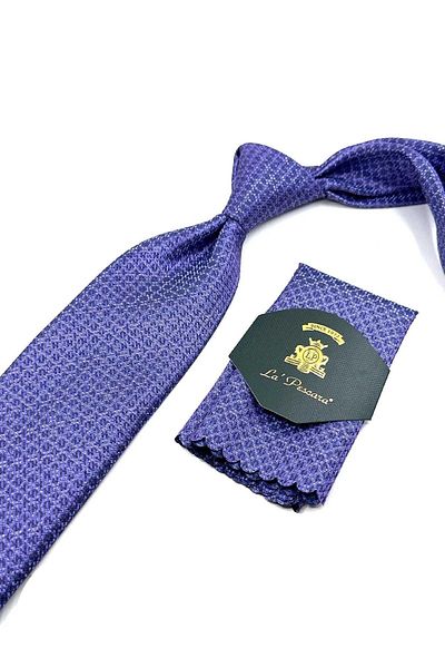 Kravatkolik Lilac Dot Patterned Tie with Handkerchief - Kk12585