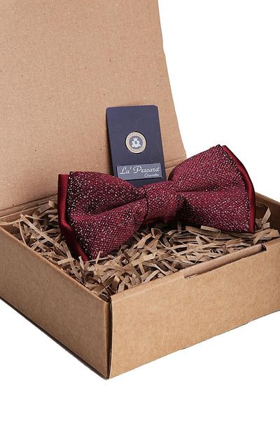 Kravatkolik Burgundy Sand Pattern Bow Tie P1377