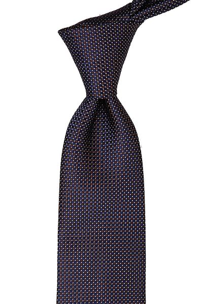 Kravatkolik Brown - Navy Dot Pattern Classic Tie with Handkerchief Kk9704