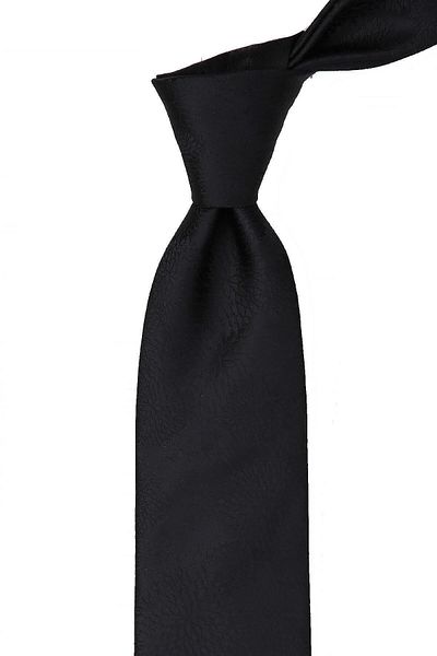 Kravatkolik Black Floral Patterned Men's Tie with Handkerchief - Kk10479