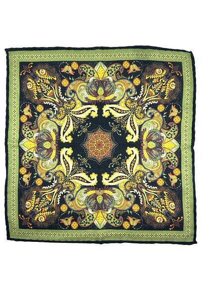 Kravatkolik Green - Navy Blue Hand Stitched Italian Wool Pocket Handkerchief WL01