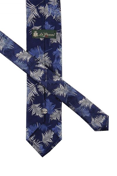 Kravatkolik Navy Blue Flower Pattern Classic Tie with Handkerchief Kk10748
