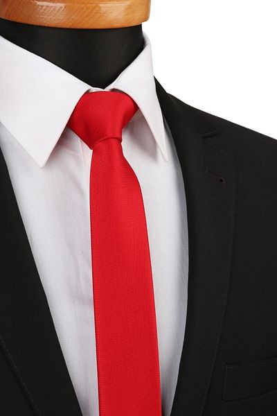 La Pescara Men's Red Self Pattern Very Thin Necktie UST22 KRVT8690002222054