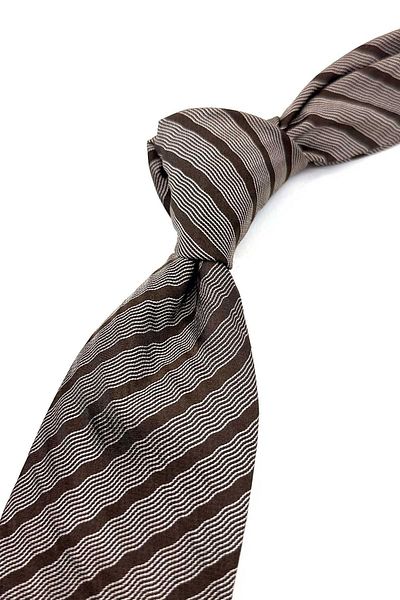 Kravatkolik Italian Silk Tie - Brown Line Pattern, IK1668