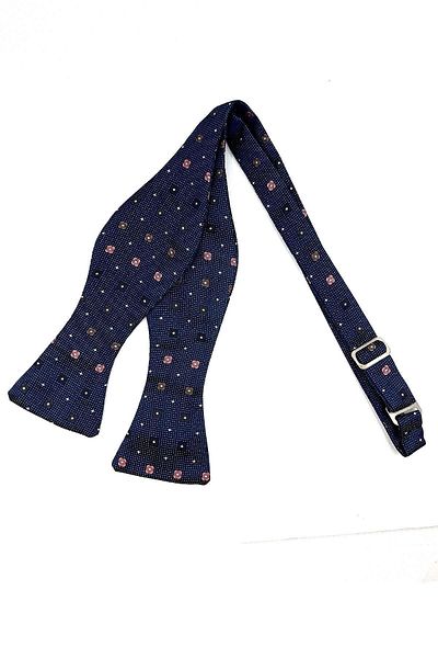 Kravatkolik Navy Blue Small Pattern Light Bow Tie AP132