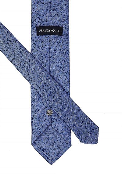 Kravatkolik Men's Blue Sand Pattern Classic Tie with Handkerchief Kk10389