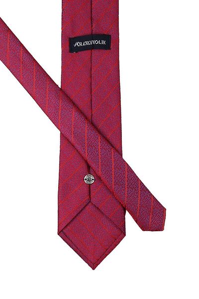 Kravatkolik Men's Red Line Pattern Classic Necktie with Handkerchief Kk9936