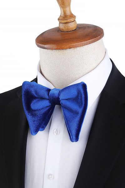 Kravatkolik Saks Blue Large Velvet Bow Tie P1698