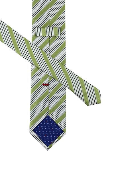 Kravatkolik Mezzano Style Green Line Pattern Italian Silk Tie Ik860