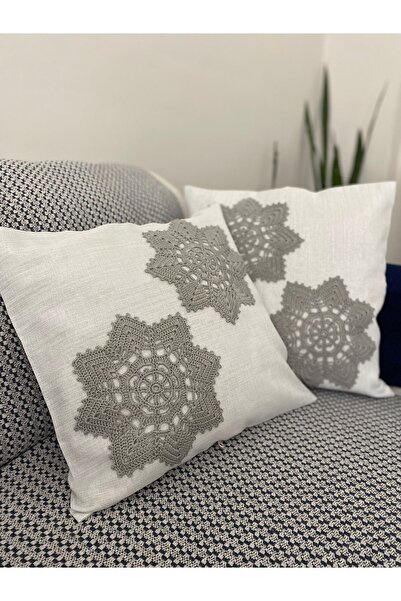 Parla Life Husă de pernă din țesătură gardenia cu sclipici gri împletită manual (prețul este pentru bucată)