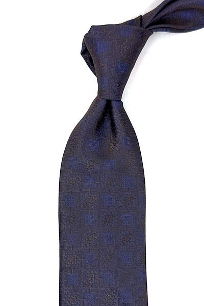 Kravatkolik KK12547 Model - Brown Motif Patterned Classic Necktie with Handkerchief