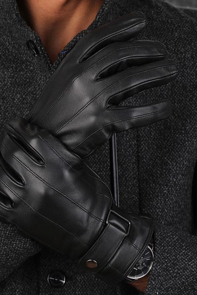 Kravatkolik Men's Black Leather Gloves El07