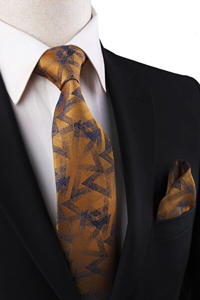 Kravatkolik Класическа вратовръзка с шафранов мотив - Kk10838