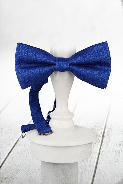 Kravatkolik Blue Motif Pattern Bow Tie P841