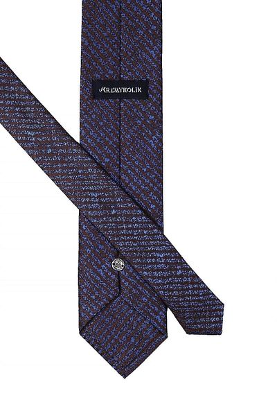 Kravatkolik Brown Line Pattern Classic Tie with Handkerchief Kk10550