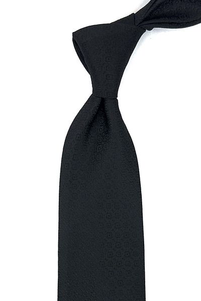 Kravatkolik Classic Necktie with Black Motif Pattern Handkerchief KK11973