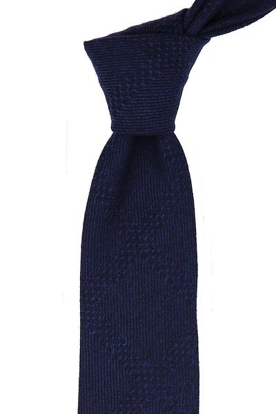 Kravatkolik Navy Blue Wool Classic Tie with Handkerchief Kk5085