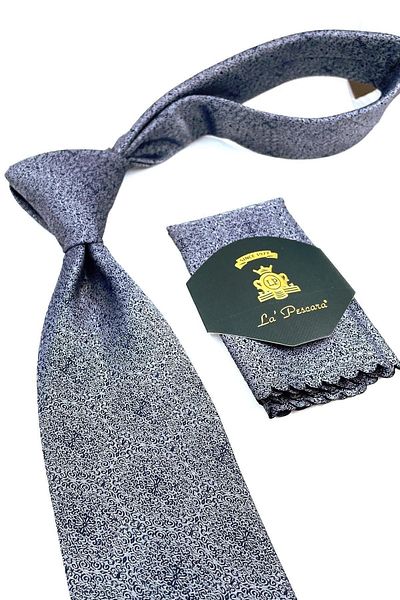 Kravatkolik Gray Sand Pattern Classic Tie with Handkerchief Kk10996