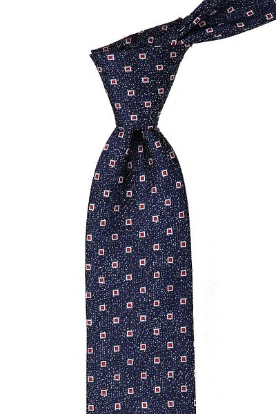 Kravatkolik Navy Blue Small Pattern Classic Tie with Handkerchief Kk10624