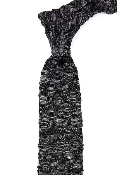 La Pescara Smoked - Gray Motif Pattern Knitted Tie KIR8362