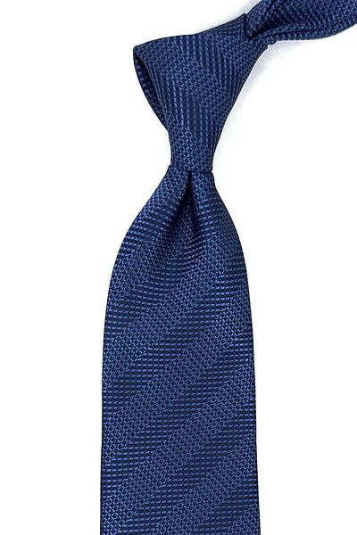 Kravatkolik Classic Tie with Blue Line Pattern Handkerchief KK12430
