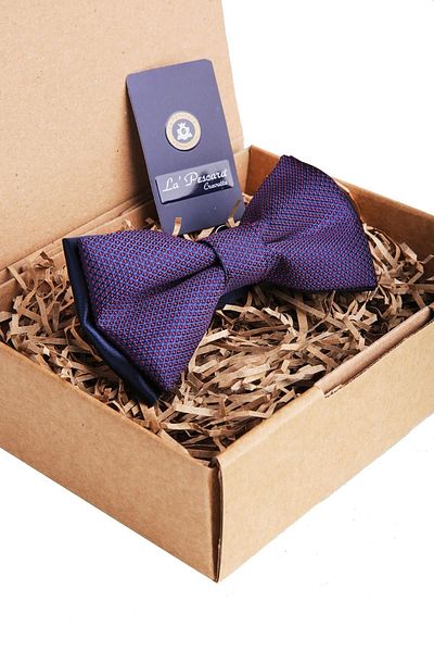 Kravatkolik Navy Blue Dot Pattern Bow Tie P918