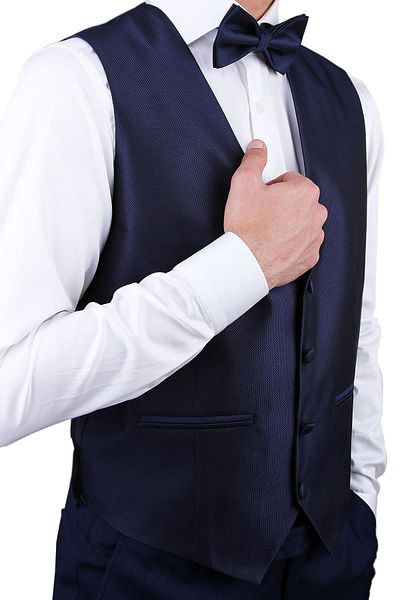 Kravatkolik Navy Blue Color Groom Vest Ylk06