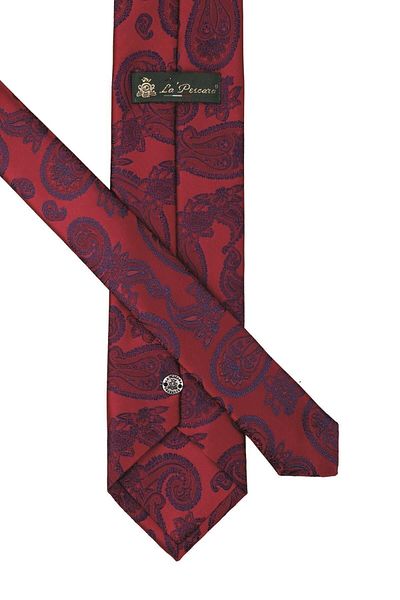 Kravatkolik Men's Red Shawl Pattern Classic Necktie with Handkerchief Kk9872