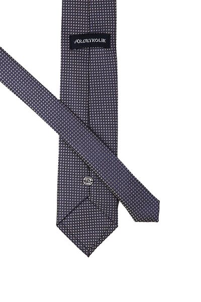 Kravatkolik Men's Navy Blue Dot Pattern Classic Necktie with Handkerchief Kk10059