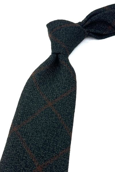 Kravatkolik Black - Smoked Plaid Pattern Classic Wool Tie KK12122