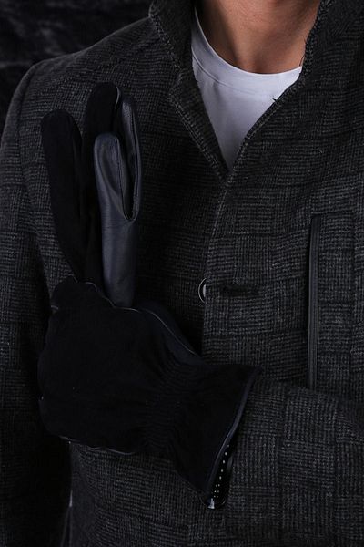 Kravatkolik Men's Black Leather - Suede Gloves El22