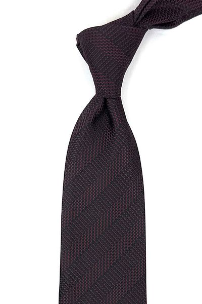 Kravatkolik Black - Red Line Pattern Classic Necktie with Handkerchief KK12062