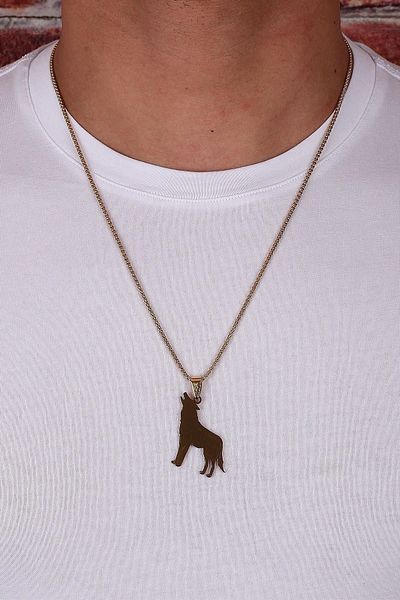 Kravatkolik Gold Color Wolf Necklace Kly104